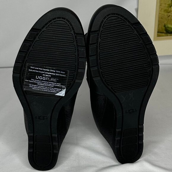NW/B Ugg Arleta Wedge Waterproof Black Silver Buckle Boots Size 9.5 - Picture 9 of 12